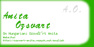 anita ozsvart business card